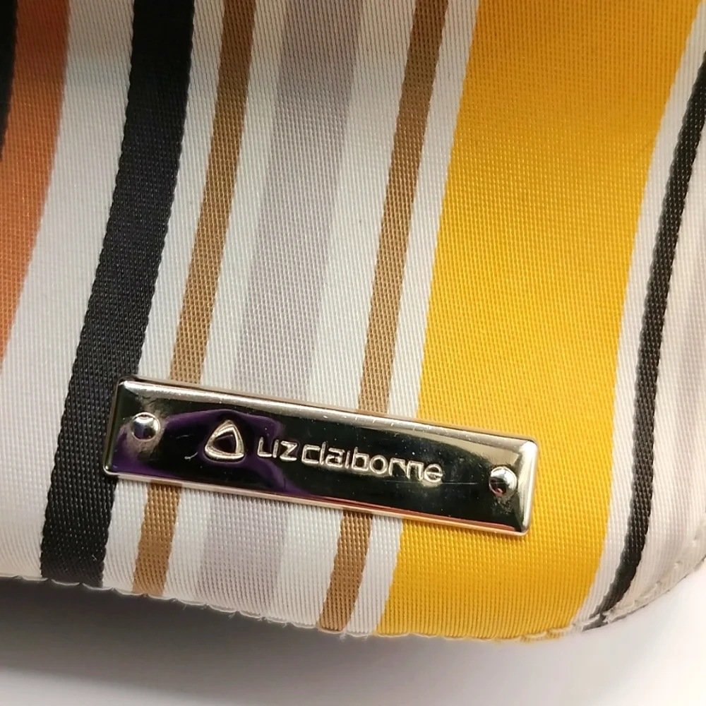 Liz Claiborne Classic Striped Small Shoulder Bag Black, Yellow, Brown VTG Y2K